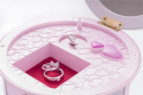 Vista 4 de Caja de joyería musical collar caja de almacenamiento mujeres niños joyería organizador caja