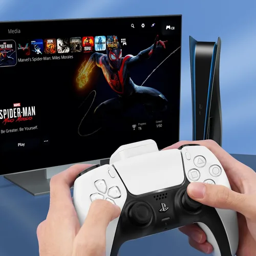 Vista 7 de SIKEMAY Paquete de batería recargable de accesorios para controlador PS5, batería externa de carga rápida de 1800 mAh con indicador LED y cable