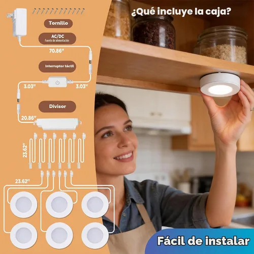 Vista 4 de Iluminación para debajo del gabinete, paquete de 6 luces LED 3 PAQUETES
