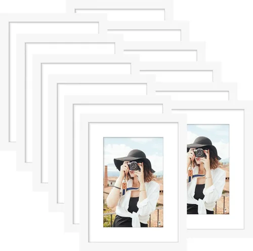 Vista 39 de Picrit - Juego de 12 portarretratos de 4 x 6 pulgadas, para fotos de 3.5 x 5 con paspartú o 4 x 6 pulgadas sin paspartú, marcos para colgar