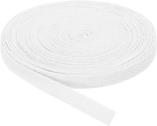 Vista 50 de uxcell Cinta de sarga, 1 cinta de tela de algodón de 11 yardas x 0.315 in, rollo de cinta de espiga para ropa, accesorios, bolsas (beige y blanco)