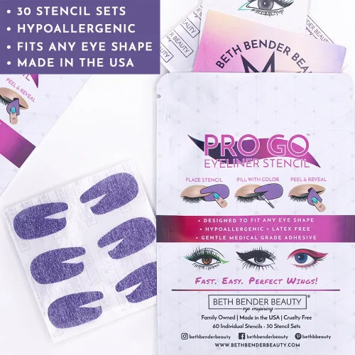 Vista 5 de Beth Bender Beauty Pro Go - Plantilla delineador de ojos para gatos, fabricado en Estados Unidos, libre de crueldad animal y vegano