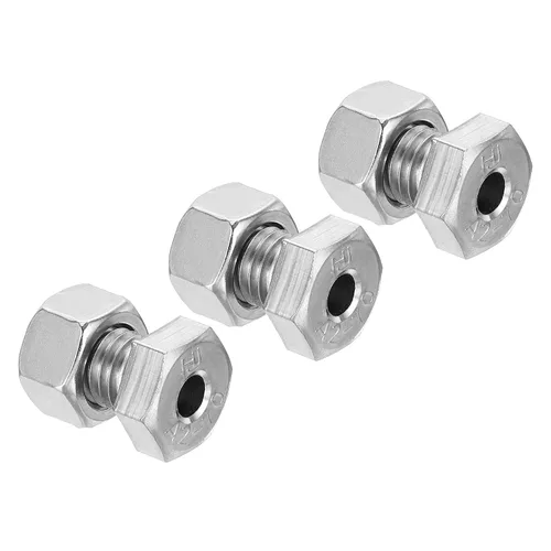 Vista 13 de PATIKIL Tornillo hexagonal externo hueco M12x20mm, 2 juegos de tornillos cilíndricos de rosca de lámpara a través del perno de agujero con tuerca