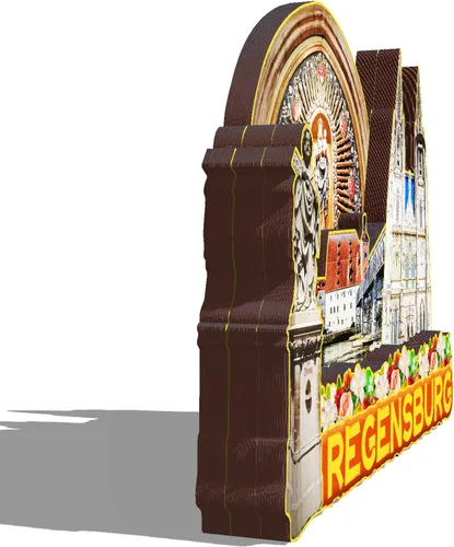 Vista 2 de Imán de madera 3D de Regensburg Alemania para nevera, recuerdos coleccionables, decoración hecha a mano