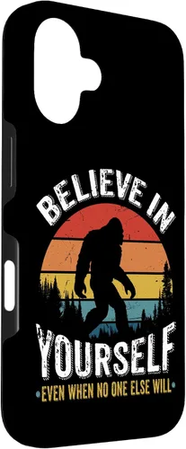 Vista 3 de Funda inspiradora para iPhone 16 Believe in Yourself Retro Bigfoot Sasquatch