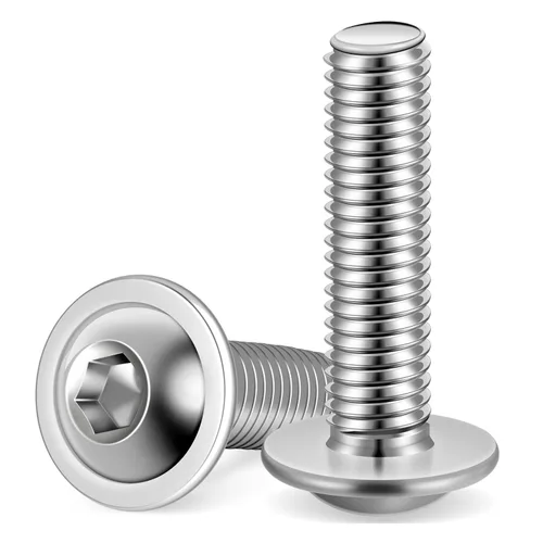 Vista 8 de M3-0.5 x 8 mm Tornillos de cabeza de botón con brida, tornillos de cabeza de zócalo, acero inoxidable 18-8 (304), acabado brillante, rosca completa