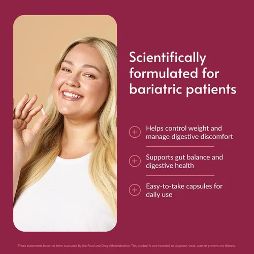 Vista 2 de Bariatric Advantage FloraVantage - Cápsulas de control, suplemento probiótico dirigido para pacientes de cirugía bariátrica para un apoyo