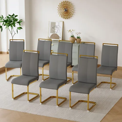 Vista 34 de gopop Juego de sillas de comedor, sillas modernas de metal con asiento acolchado de piel sintética, respaldo alto y patas cromadas resistentes, Negro