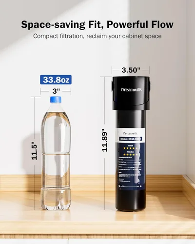 Vista 7 de Dreamwills DS10 - Sistema de filtro de agua para debajo del fregadero, filtración de grifo de cocina de conexión directa de 1.3 GPM, instalación sin