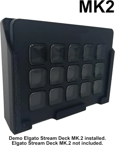 Vista 2 de Soporte de montaje universal y kit de soporte con bisagras, se adapta a la cubierta Elgato Stream de 15 teclas MK.2. Perfecto para corredores Sim