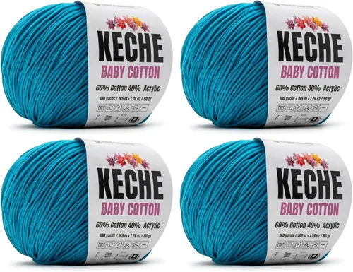 Vista 126 de Keche Hilo de Algodón, 60% Algodón 40% Hilo Acrílico, Hilo de Algodón Suave para Crochet y Tejer, Hilo Amigurumi 1 Madeja/Bola 1.76 Oz (50g) / 180