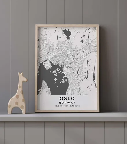 Vista 9 de Map of Oslo, Norway, Light 2 (8x10)