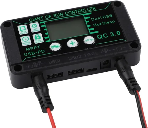 Vista 6 de Cargador solar Powercell de 12 V con controlador de 20 W, kit de panel de carga para coche, barco, RV, motocicleta, construcción de PET