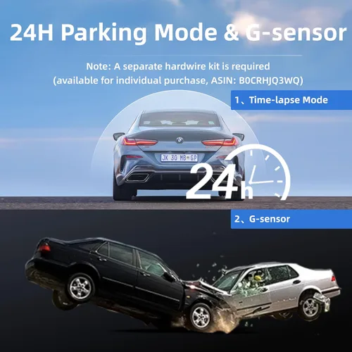 Vista 5 de Miofive - Cámara para auto de 4K de resolución, WiFi, Bluetooth, cámara de tablero con GPS, pantalla IPS de 3 pulgadas, visión nocturna, grabación