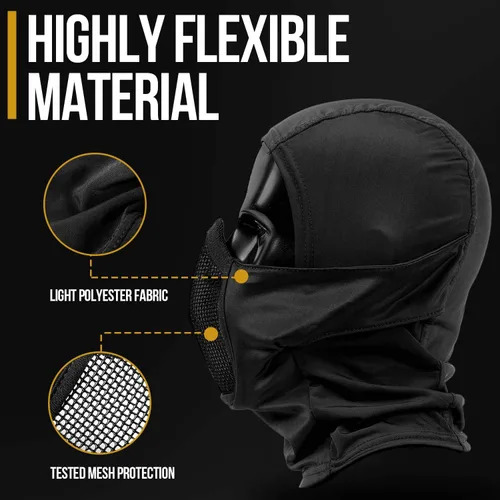 Vista 3 de OneTigris Pasamontañas de malla, máscara táctica Ninja con protección facial completa para exteriores