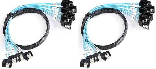 Vista 11 de ADCAUDX Cable SATA-III: 1.6 ft, 4 unids/set delgado de 90 grados SATA en ángulo recto cable