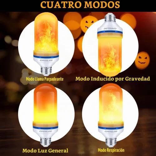 Vista 4 de CPPSLEE - Bombillas LED de llama mejoradas, bombillas parpadeantes de 4 modos, bombilla de llama de base E26 para decoraciones de Halloween al aire