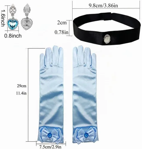 Vista 4 de Accesorios de disfraz de Cenicienta de princesa Cenicienta, diadema, gargantilla, guantes, Halloween, Navidad, fiesta, recuerdos para niñas