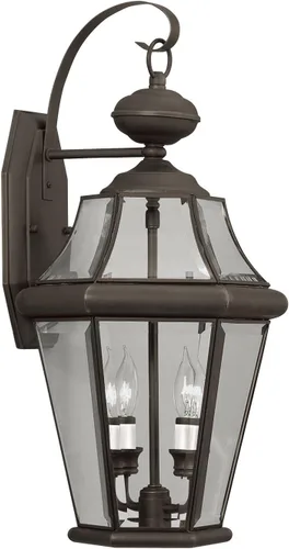 Vista 10 de Livex Lighting 2261-91 Georgetown - Farol de pared para exteriores, 2 luces, níquel cepillado