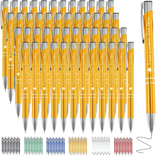 Vista 12 de Bolígrafo personalizado, 1 unidad, bolígrafo personalizado con logotipo de mensaje de nombre comercial grabado, tapa de clic de tinta negra, regalo