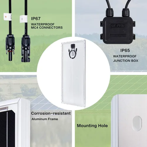Vista 4 de Kit de Panel Solar Topsolar 100 Vatios 12 Voltios Monocristalino para Sistema Fuera de la Red para Hogares, RV, Barco + Controlador de Carga Solar