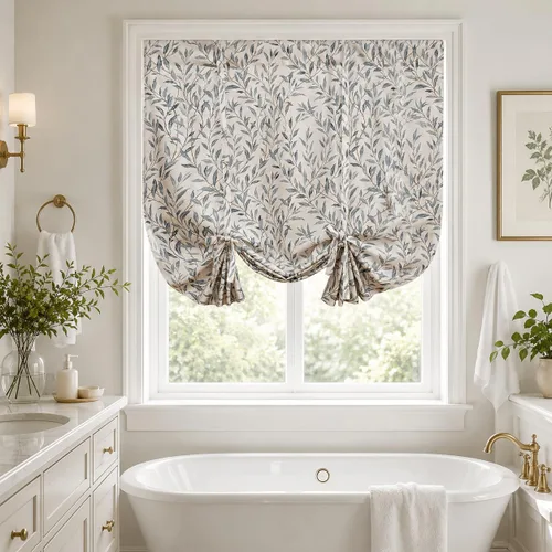 Vista 20 de VOGOL Cortinas con estampado de pájaros campestres, 30 x 24 pulgadas, 2 paneles, beige Linen Look Texture, Decorative Small Window Treatment
