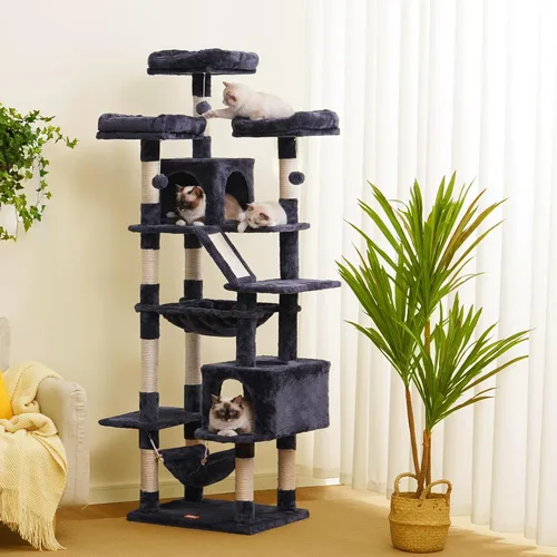 Vista 3 de Heybly Árbol para gatos, torre para gatos grandes de 73 pulgadas de alto, 20 libras, resistente para gatos de interior, condominio para gatos