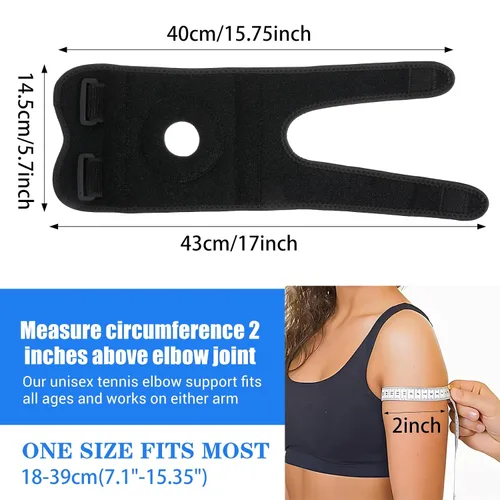 Vista 2 de Codera para tendinitis para hombres, manga de compresión de codo ajustable, codos de túnel cubital, esguinces de lesiones deportivas