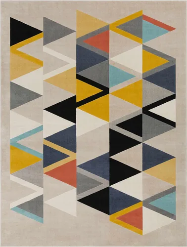 Vista 2 de Hauteloom Champlin - Tapete para sala o dormitorio, moderno, geométrico, triángulo, colorido, abstracto, negro, gris, marrón, rojo, de 2 pies x 3
