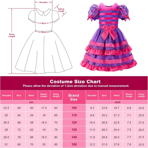 Vista 3 de ReliBeauty Disfraz de gato de rayas mágicas de dibujos animados para niñas con diadema, guantes y cola