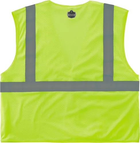 Vista 2 de Ergodyne GloWear - Chaleco de seguridad reflectante de alta visibilidad, cierre de gancho y bucle 2-Lima