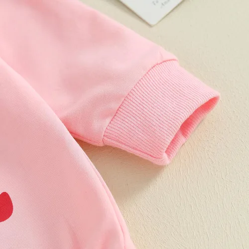 Vista 63 de SOLILOQUY Traje de manga larga con cuello redondo para el primer día de San Valentín para bebé niño y niña, mameluco de corazón de amor