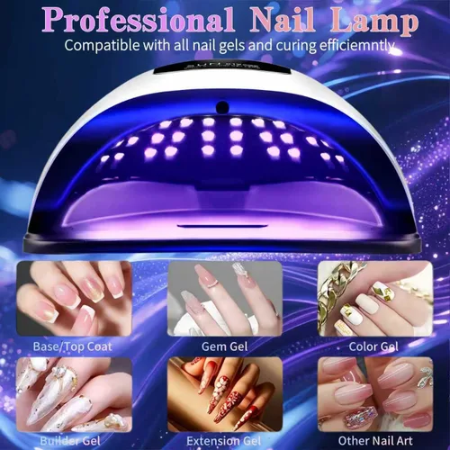 Vista 3 de Lámpara de uñas LED UV con 72 cuentas, lámparas de curado de uñas de 320 W para esmalte de gel con sensor automático/4 ajustes de temporizador