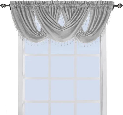 Vista 7 de sheetsnthings Cenefa de ventana decorativa de cascada Soho de chocolate 100% poliéster, 57 x 37 pulgadas (individual)