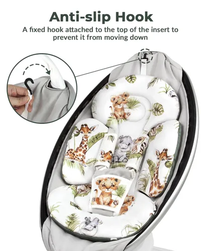 Vista 5 de Inserción para bebé Compatible con columpio 4moms Mamaroo y silla de auto para bebé, incluye 3 bolas de repuesto, inserción reversible para recién