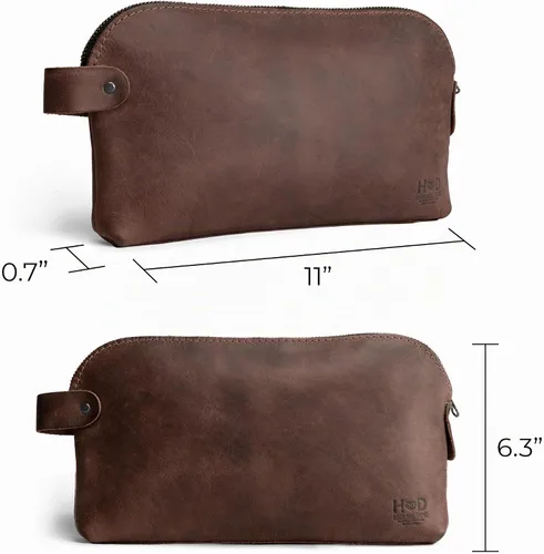 Vista 4 de Hide & Drink, Bolsa grande rústica multiusos para cables y cargadores, bolsa de viaje, bolsa multiusos, cuero de grano completo, hecho a mano