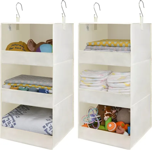 Vista 21 de GRANNY SAYS Organizador Colgante de 6 Estantes para Closet, Separable en 2 Paquetes de 3 Estantes Colgantes, Organizador Colgante para Dormitorio, 6