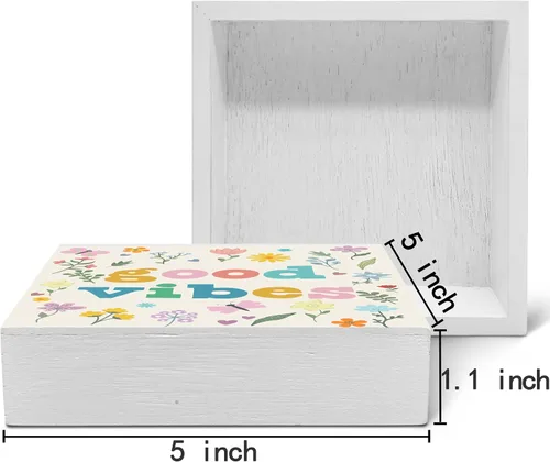 Vista 2 de SRADMO Letrero de madera con diseño floral bohemio, decoración de escritorio, decoración motivacional de oficina, tema inspirador positivo, caja
