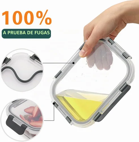 Vista 5 de Cuiselect - Paquete de 10 recipientes de 22 oz de vidrio para preparar comidas con tapas, recipientes reutilizables de vidrio para almacenar