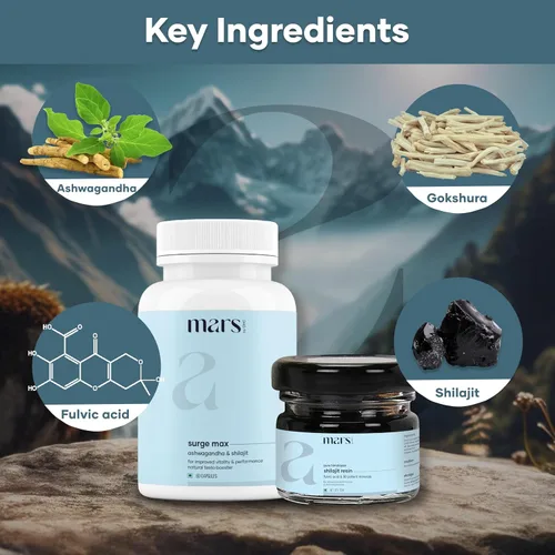 Vista 4 de Mars Performance Combo – Resina Shilajit & Surge Max (60 cápsulas) Good Health Company, paquete de 1