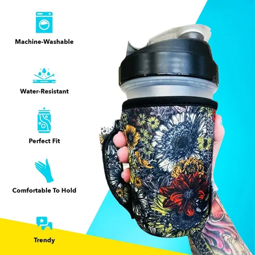 Vista 5 de Drink Handlers - Manipulador de vasos y tazas de café de 16 a 20 onzas Cuadros rojos con leopardo