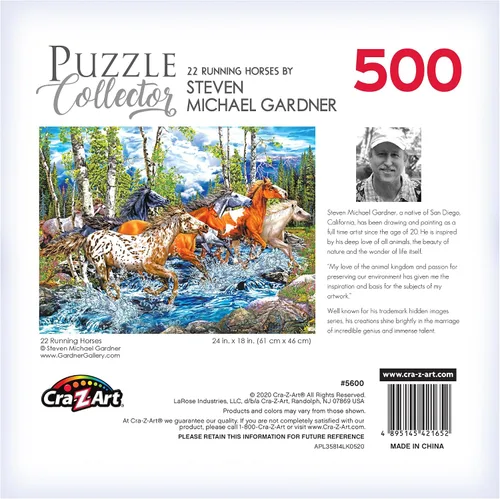 Vista 5 de RoseArt - Puzzle Collector - 22 caballos corriendo - Rompecabezas de 500 piezas para adultos