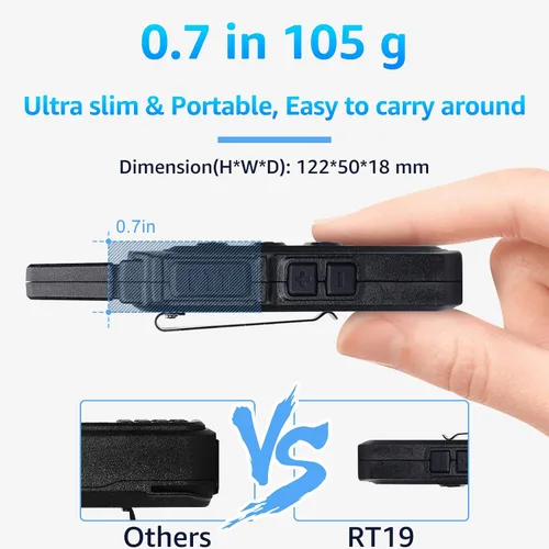Vista 2 de Retevis RT19 Mini Walkie Talkie, Walkie Talkies con auricular, 1300 mAh, clip de metal, portátil, radio bidireccional compacta para adultos