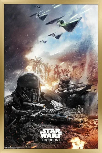 Vista 14 de Trends International Star Wars: Rogue One - Póster de pared de trinchera, 14.725 x 22.375 pulgadas, versión enmarcada de madera de granero Versión