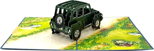 Vista 4 de Tarjeta de felicitación desplegable, de aventura todoterreno, todoterreno, SUV, amante de Jeep, tarjeta de naturaleza, viaje por carretera
