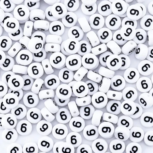 Vista 24 de 300 piezas de cuentas de número 0 redondas de 4x7mm, cuentas de número acrílico individual para hacer pulseras con dijes