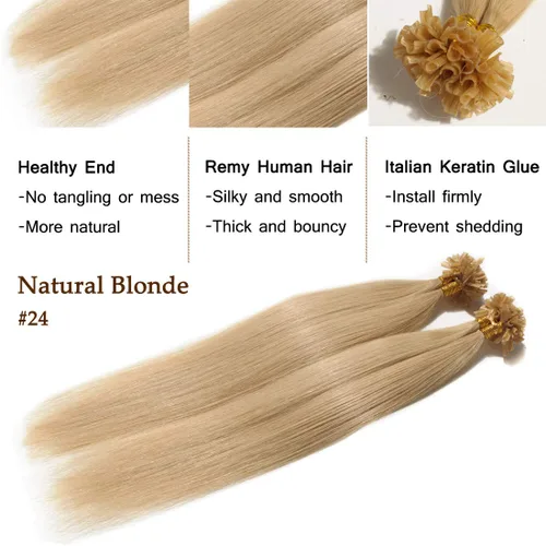 Vista 283 de SEGO Extensiones de cabello humano con micro cuentas, extensiones de cabello humano con micro bucle, lacio, natural, fusión fría, 1.76 oz/paquete