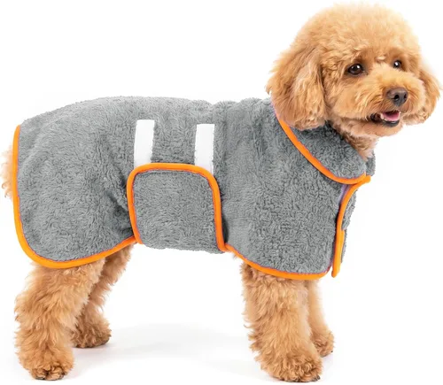 Vista 24 de Bienbee Albornoz para perro, súper absorbente para perros pequeños a Negro