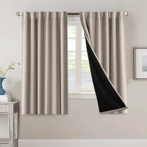 Vista 79 de H.VERSAILTEX Cortinas 100% opacas para dormitorio con forro negro, cortinas de oscurecimiento de habitación completa, con aislamiento térmico