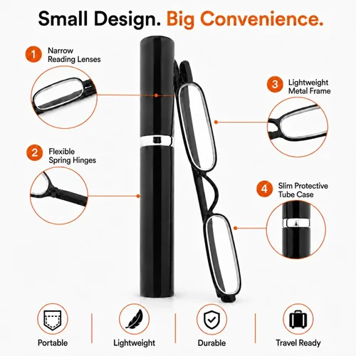 Vista 2 de Mini Reader Reading Glasses & Tube Case Agua